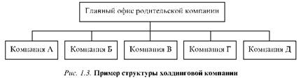 Пример структуры холдинговой компании