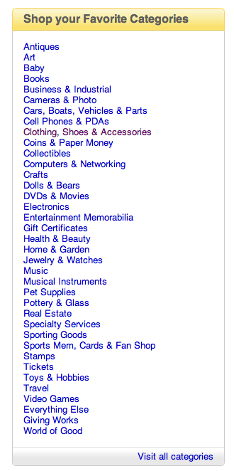 Разделы ebay Разделы ebay